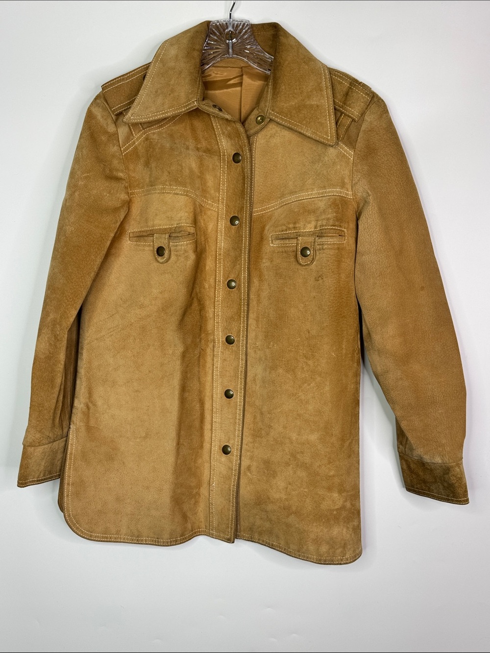 Vintage Leathern Western Button Jacket Tag Size 12 70s